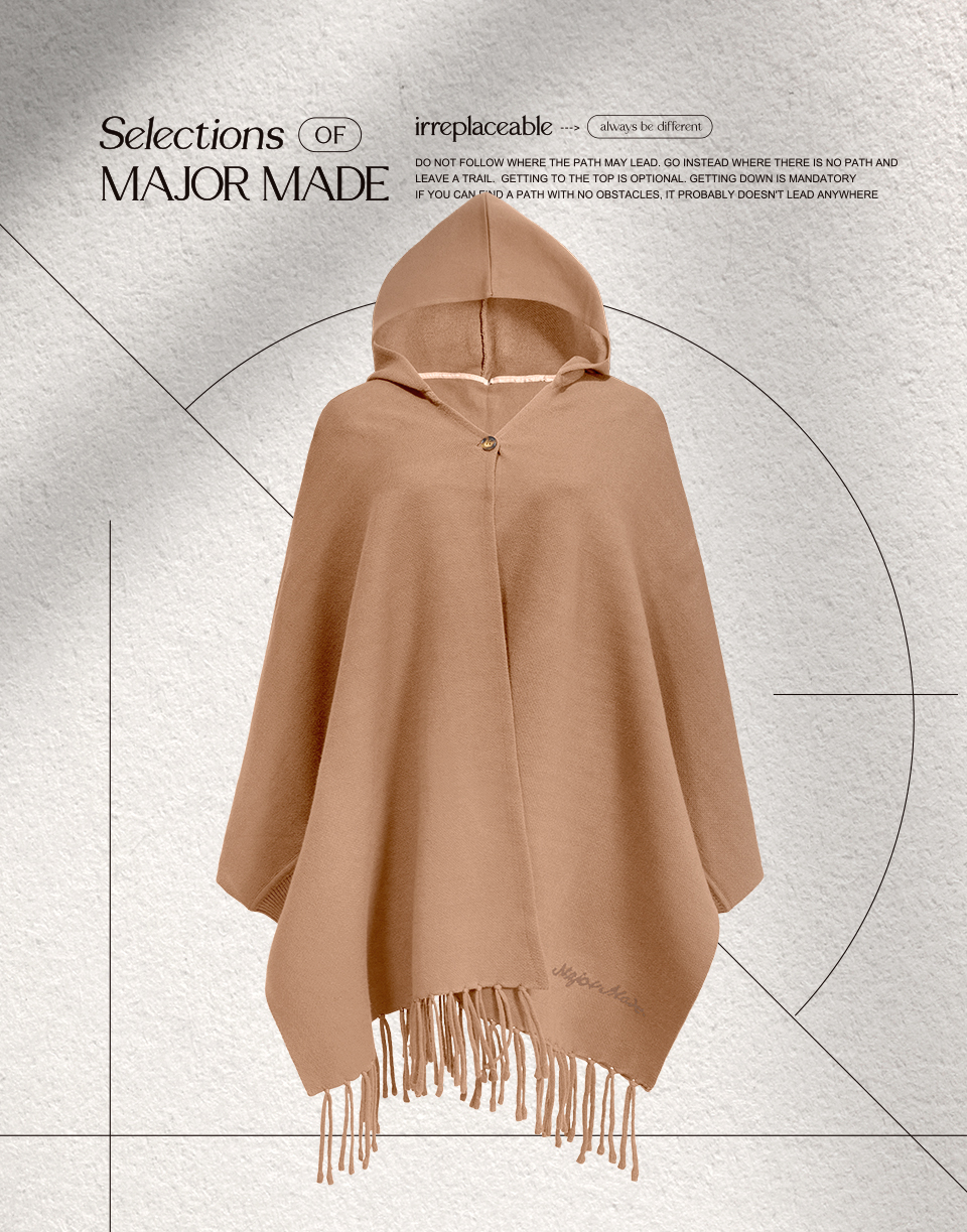 質感百搭手袖連帽披肩