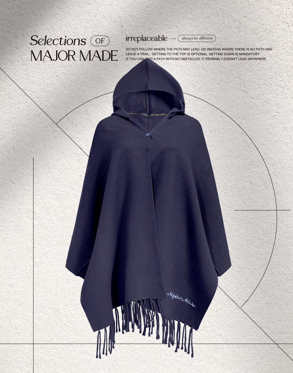 質感百搭手袖連帽披肩