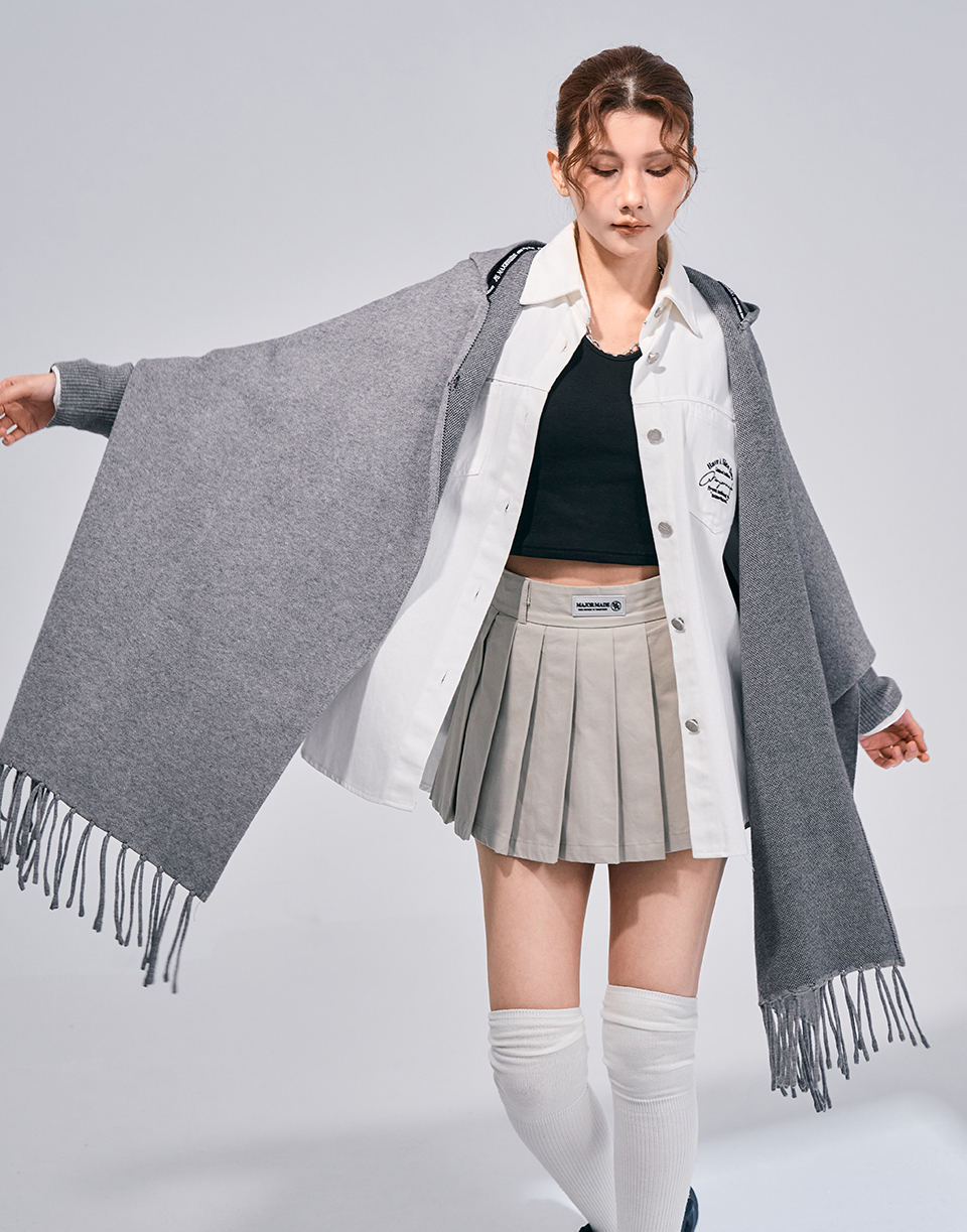 質感百搭手袖連帽披肩