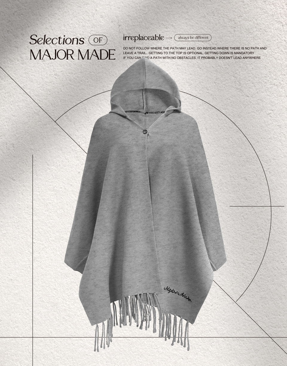 質感百搭手袖連帽披肩