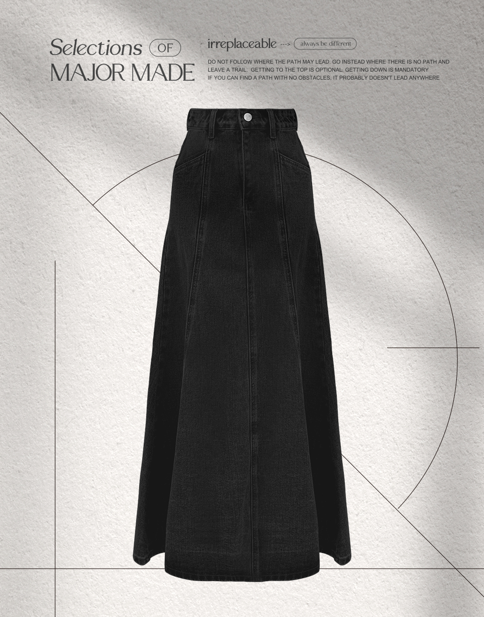 水洗厚磅傘狀車線牛仔長裙