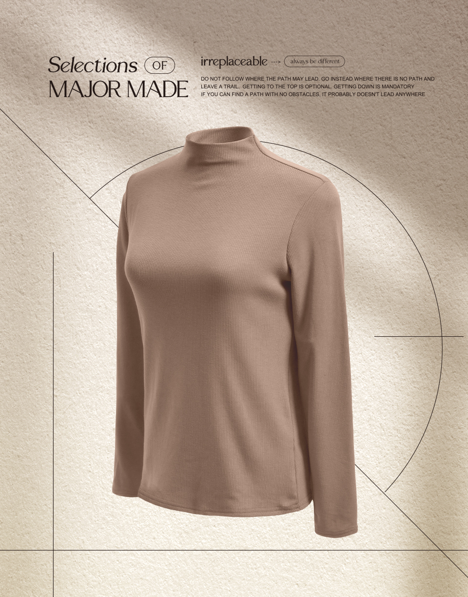 半高領彈力打底長袖上衣