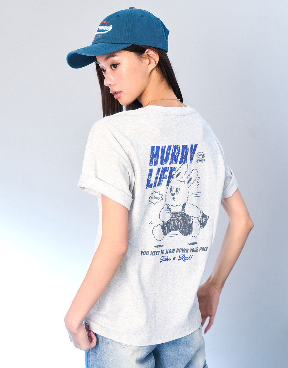 忙碌兔兔破損感短T