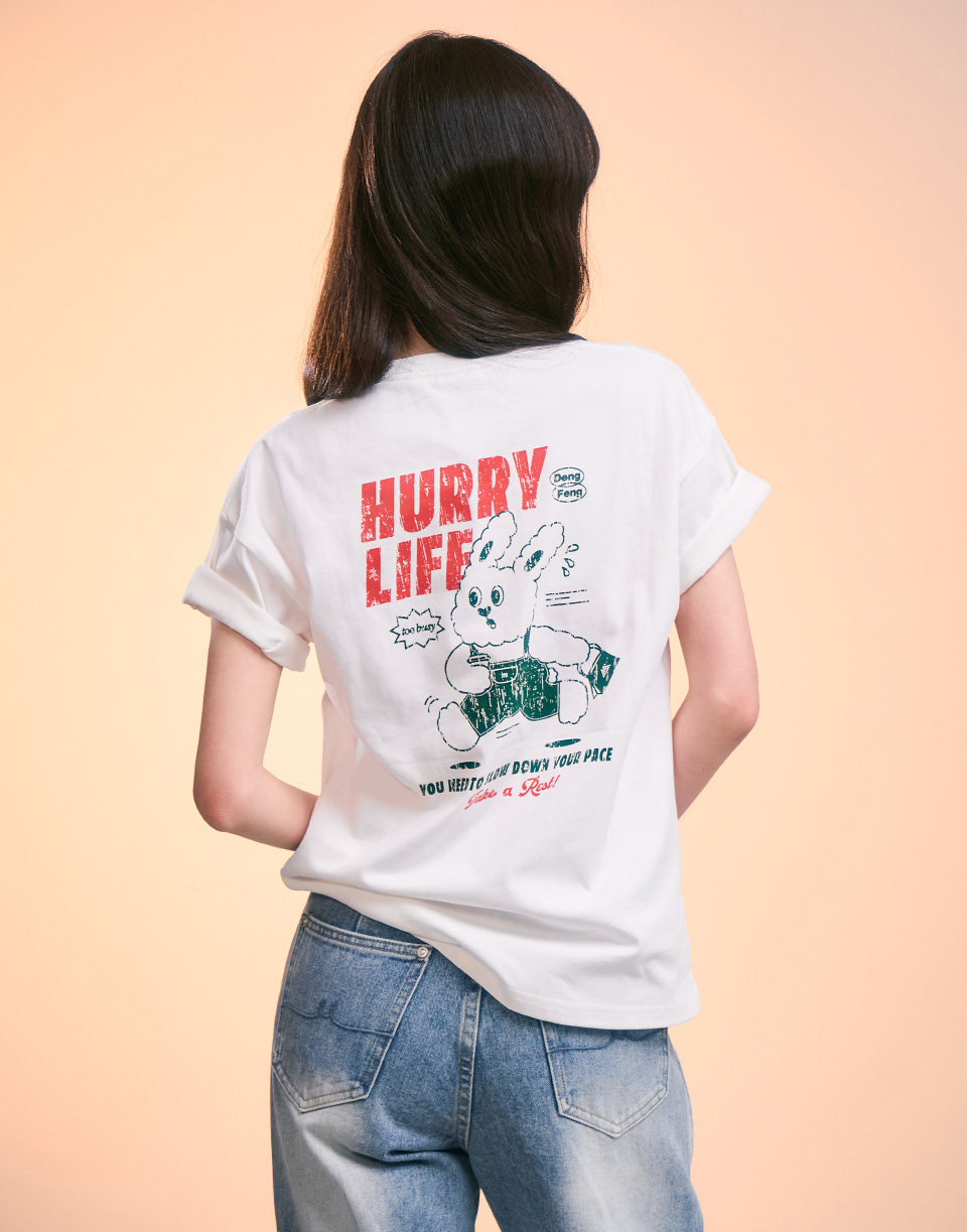 忙碌兔兔破損感短T