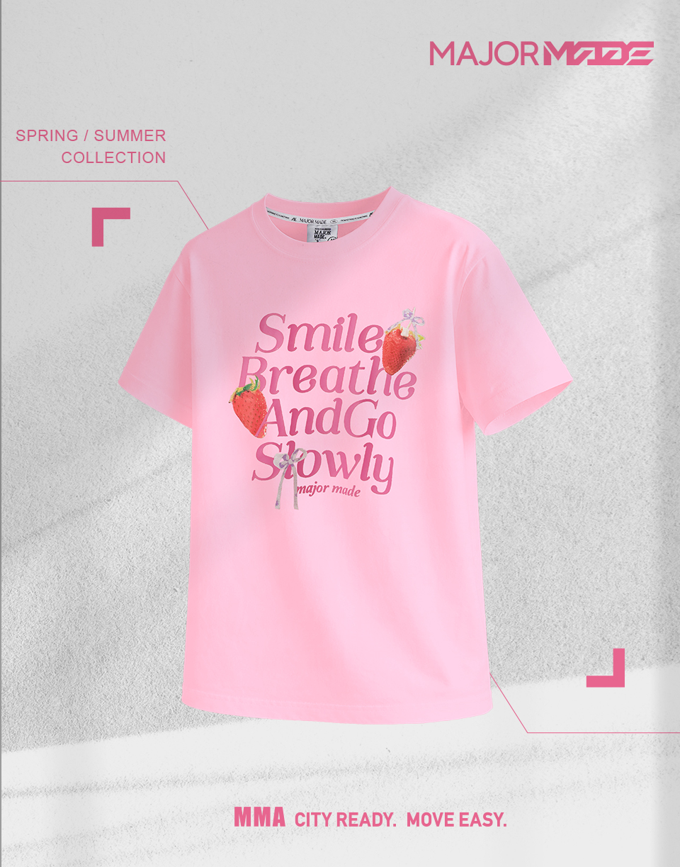 草莓蝴蝶結印花彈力T