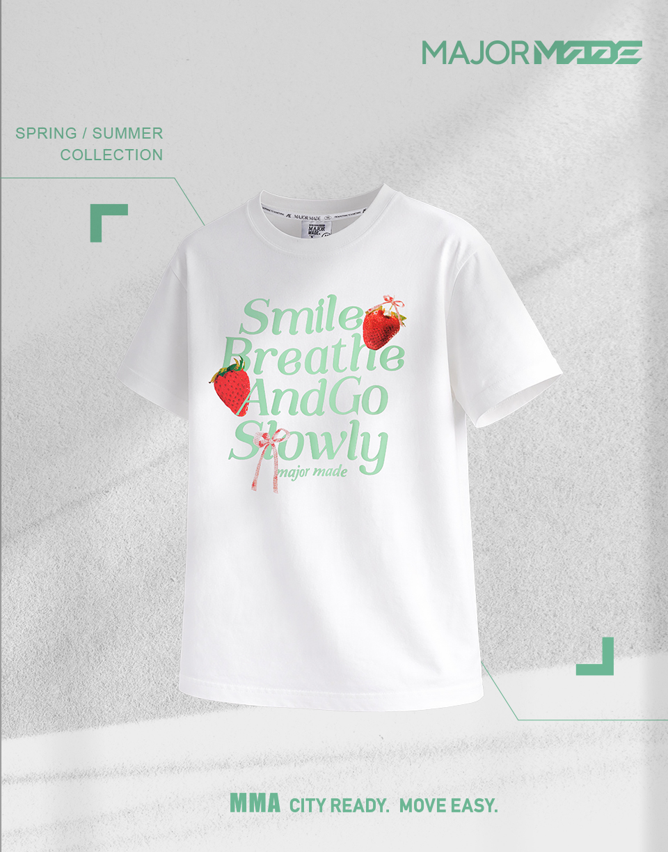 草莓蝴蝶結印花彈力T