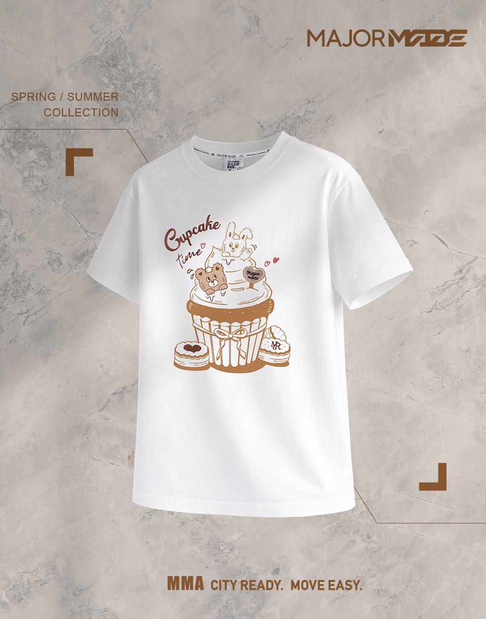 熊熊兔兔杯子蛋糕刺繡T