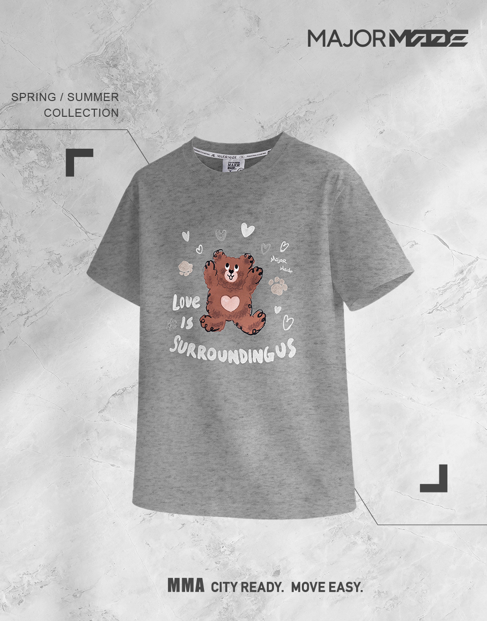 手繪熊熊愛心繡花短T