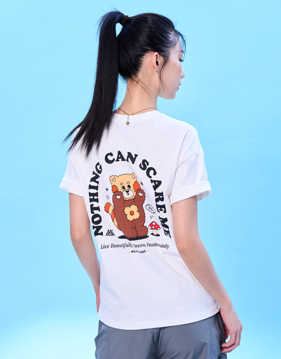 毛絨小浣熊蘑菇口袋T