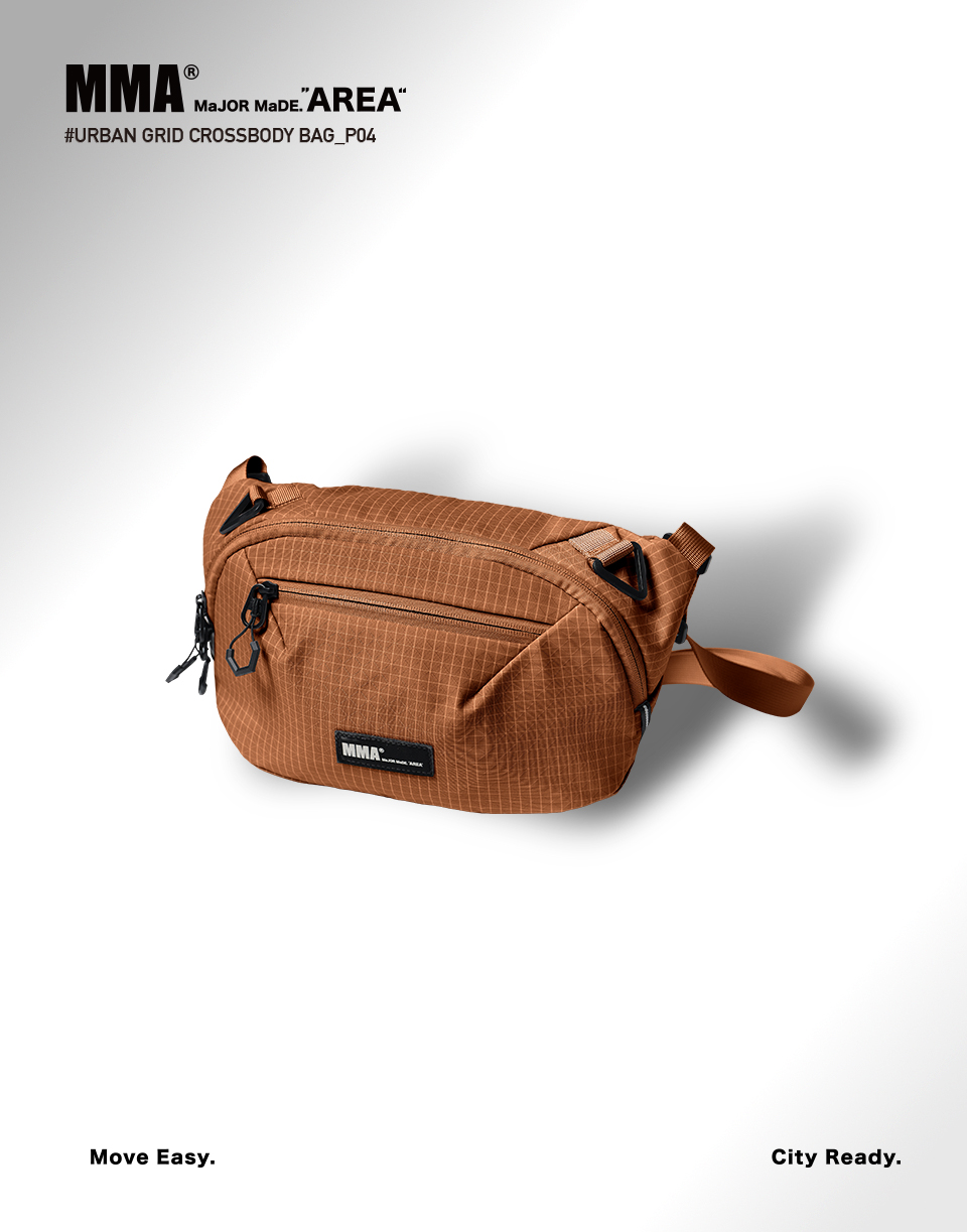 立體格紋防撥水斜背包