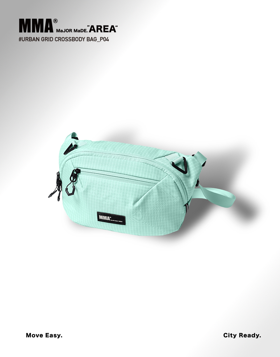 立體格紋防撥水斜背包