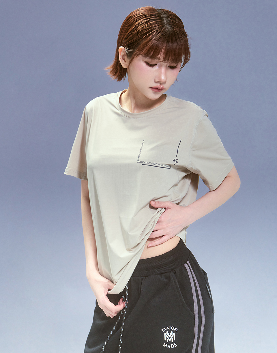 登峰反光口袋方格涼感T