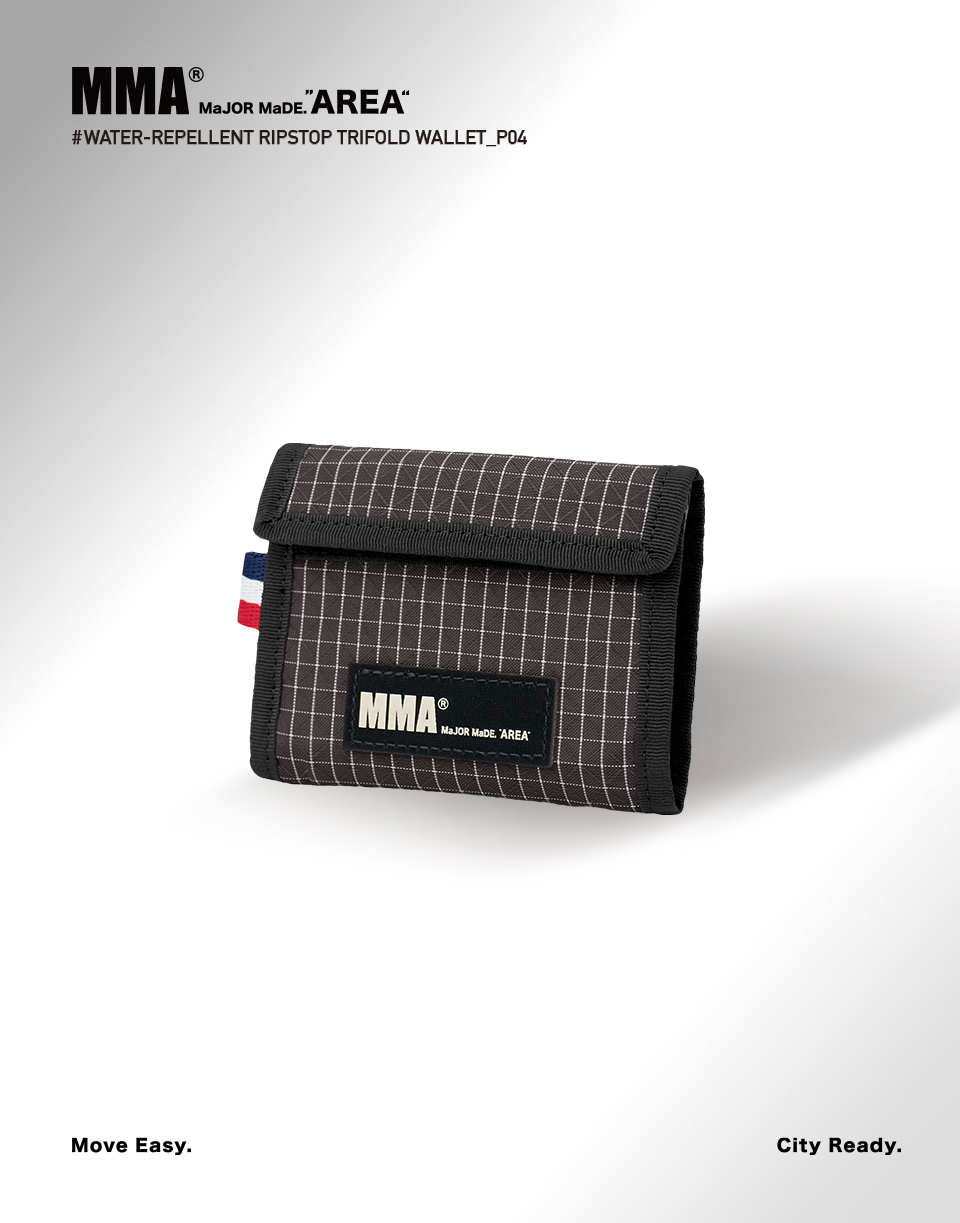 MMA防潑水輕便格紋三折錢包